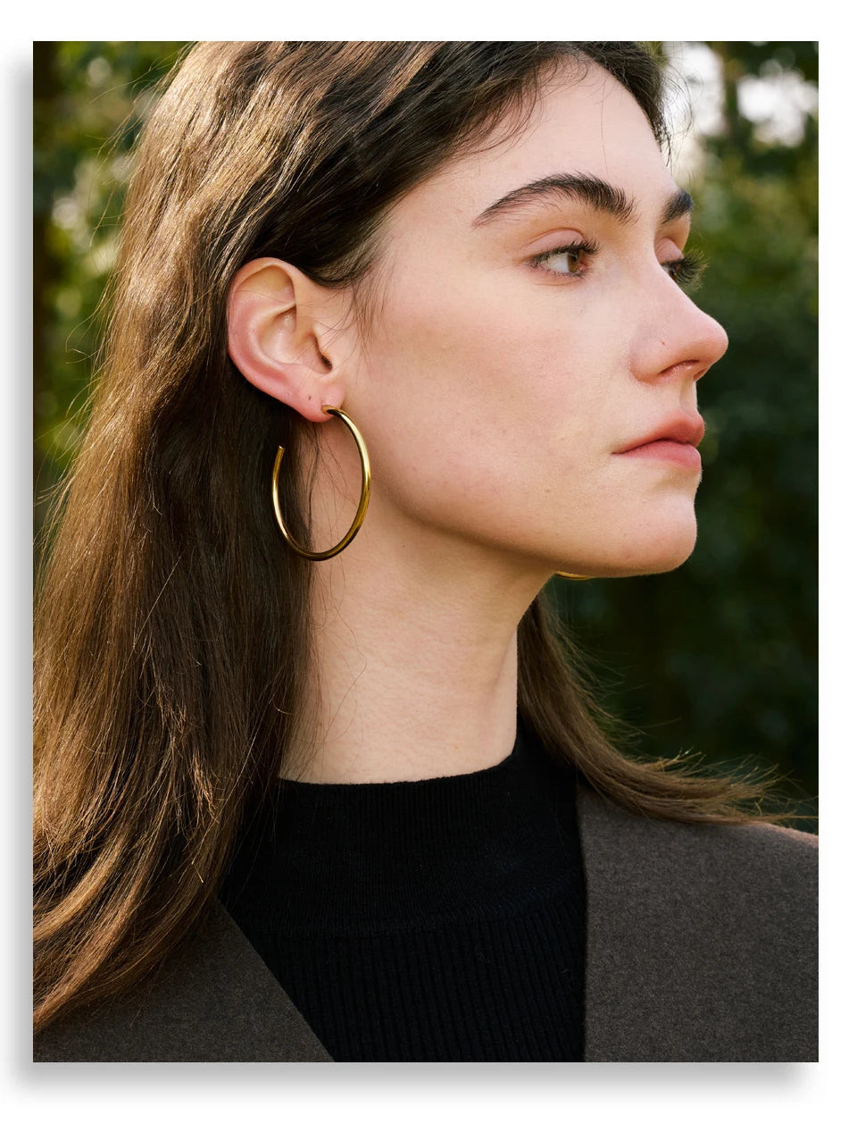 18K Gold-Plated Minimalist Hoop Earrings — Waterproof Stainless Steel | 25–70mm