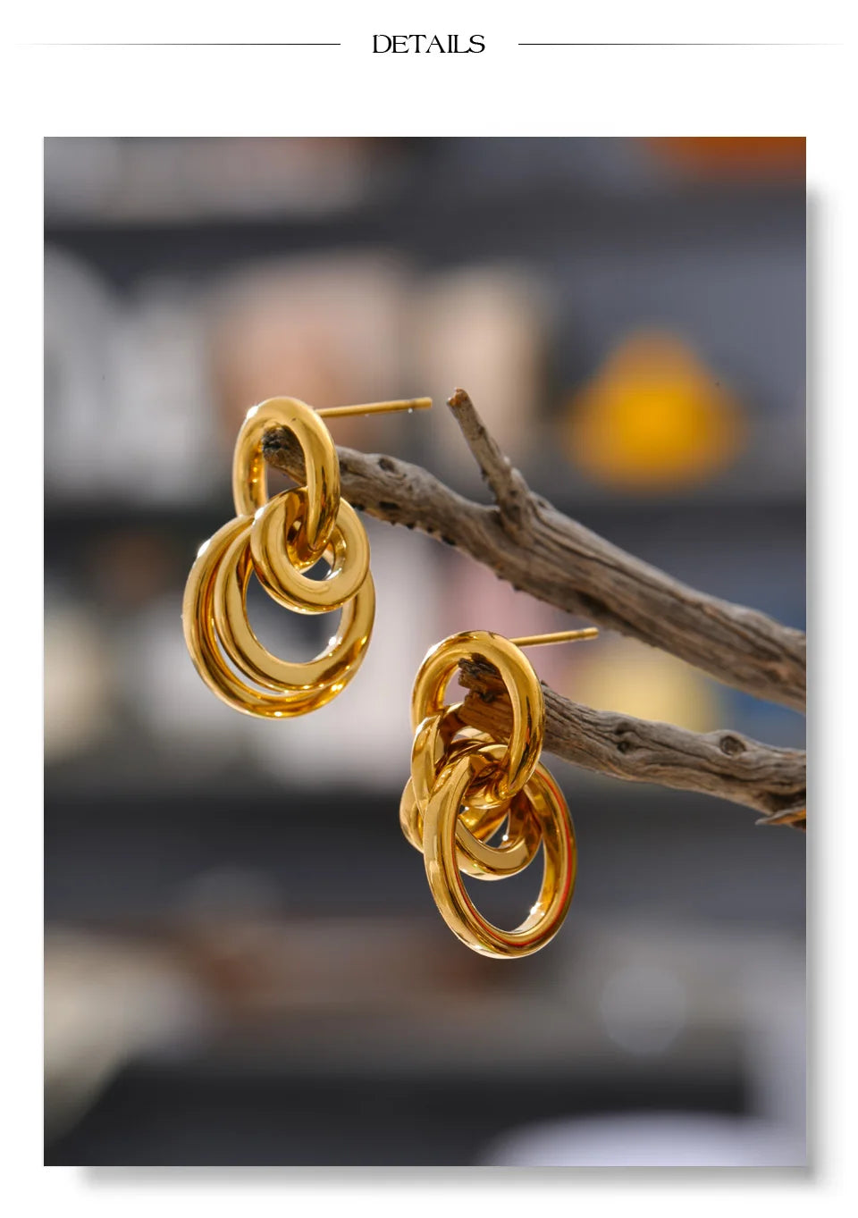 Multi-Circle Drop Earrings — 18K Gold-Plated Stainless Steel | Gold, Platinum & Mix