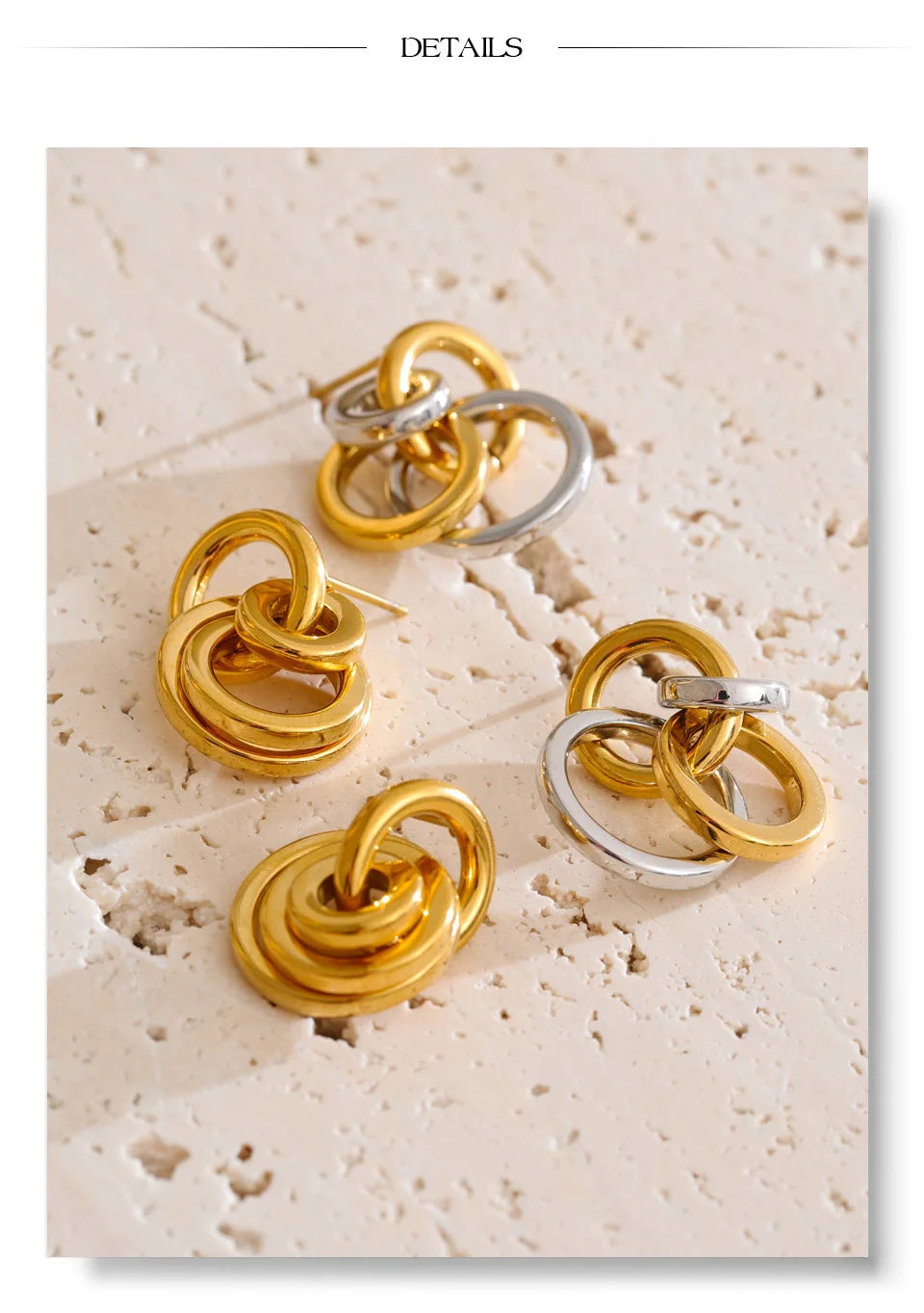 Multi-Circle Drop Earrings — 18K Gold-Plated Stainless Steel | Gold, Platinum & Mix