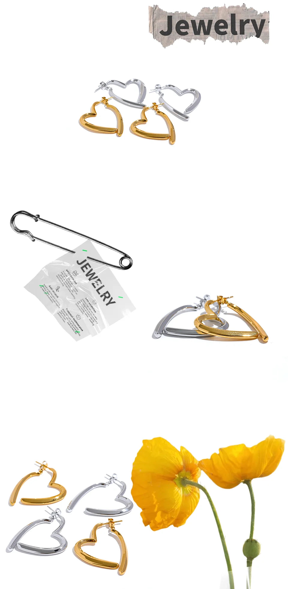Hollow Heart Hoop Earrings — 18K Gold-Plated Stainless Steel | Anti-Allergic