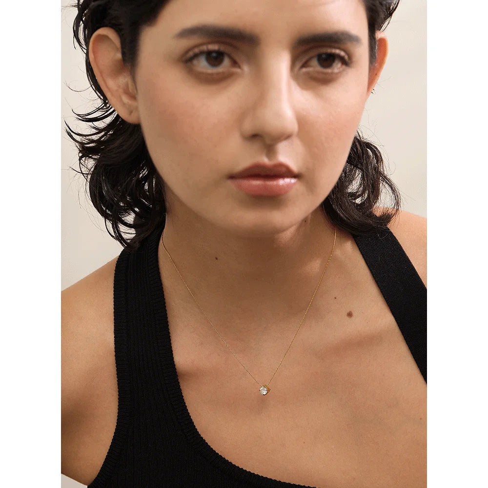 Cubic Zirconia Pendant Necklace — 18K Gold-Plated Stainless Steel | Waterproof