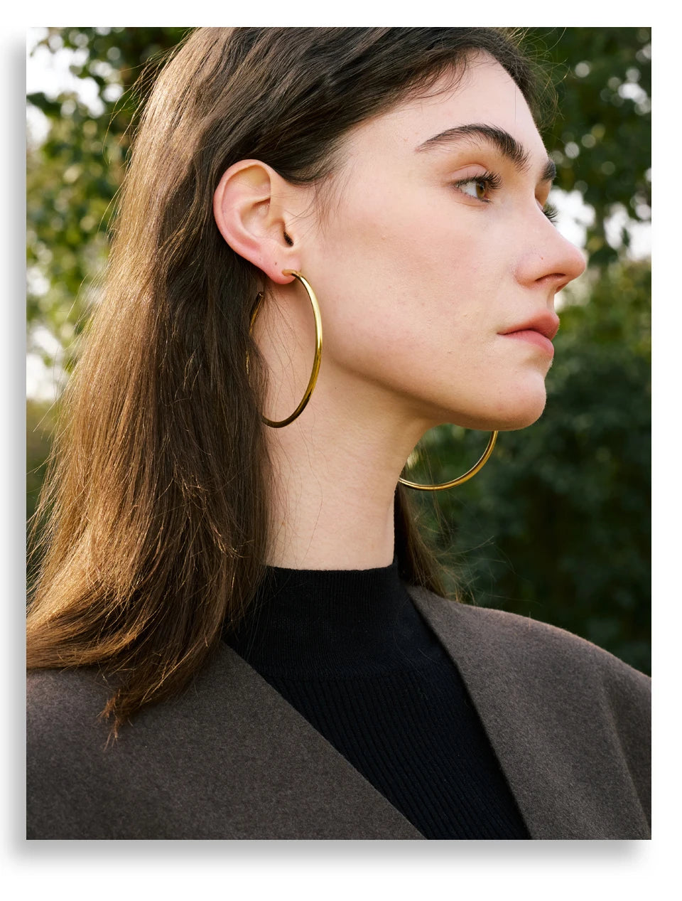 18K Gold-Plated Minimalist Hoop Earrings — Waterproof Stainless Steel | 25–70mm