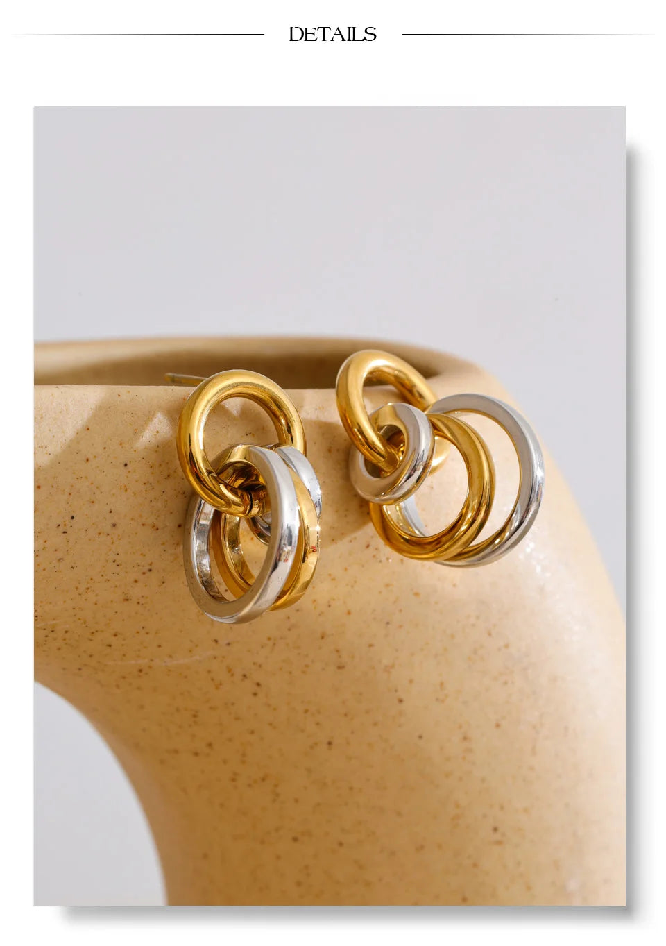 Multi-Circle Drop Earrings — 18K Gold-Plated Stainless Steel | Gold, Platinum & Mix
